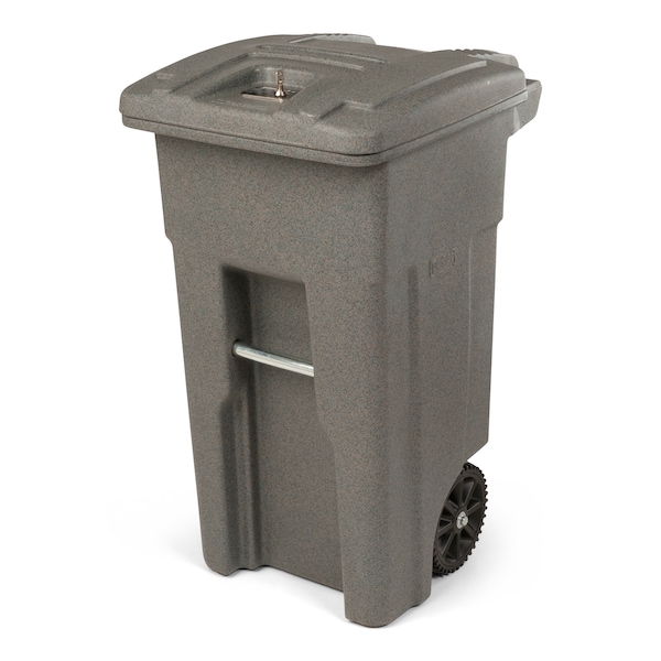 32 Gal. Graystone Document Trash Can with Wheels and Key Lid Lock